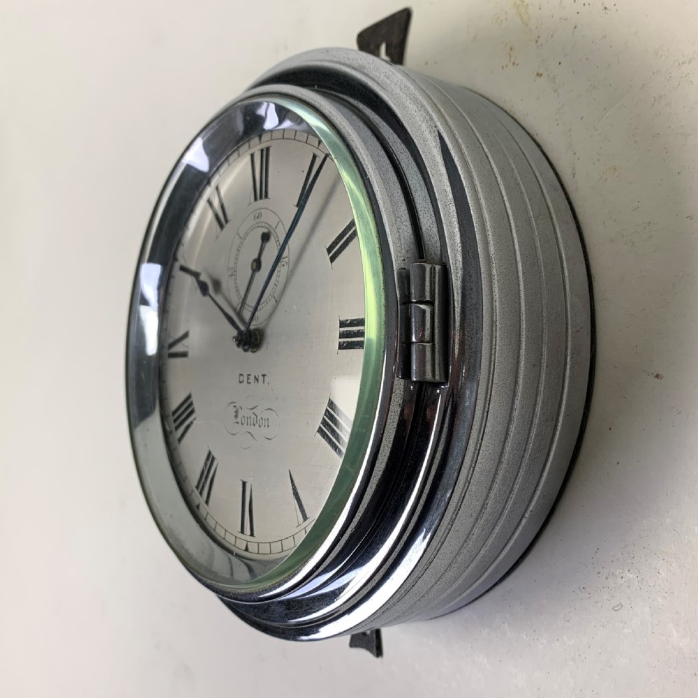 Rare Ship's Bulkhead Clock By DENT View IV