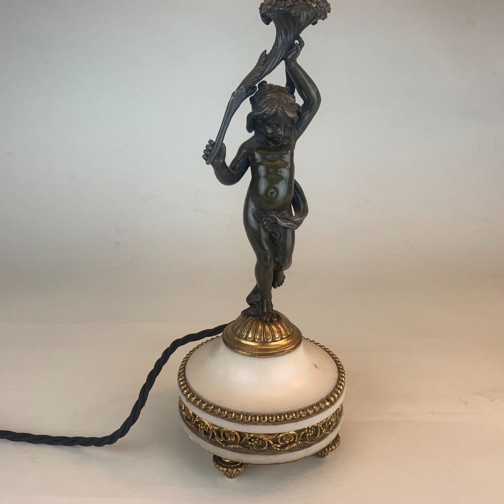 Pair of bronze putti table lamps View IV