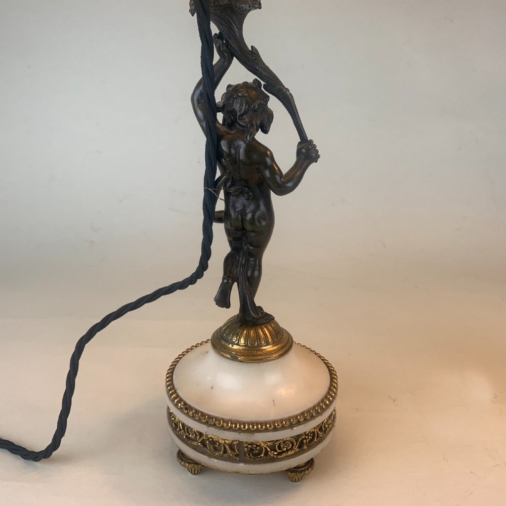 Pair of bronze putti table lamps View V