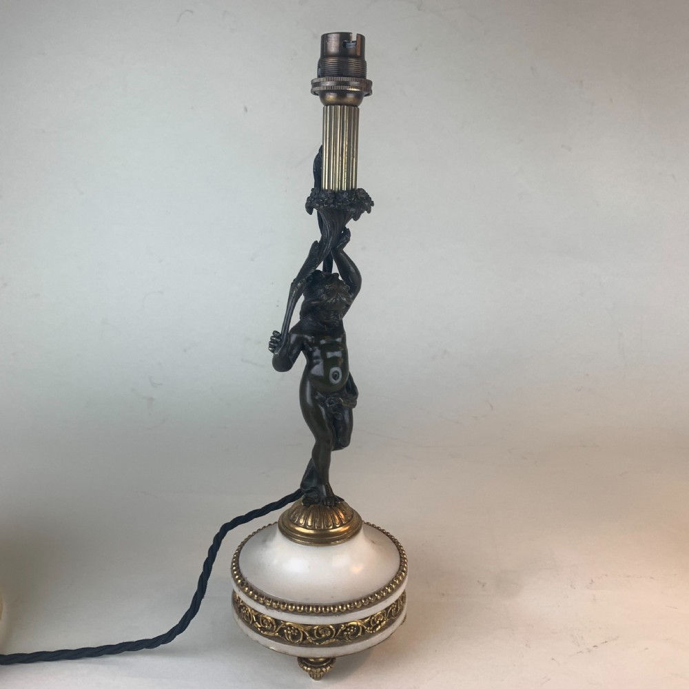 Pair of bronze putti table lamps View VII
