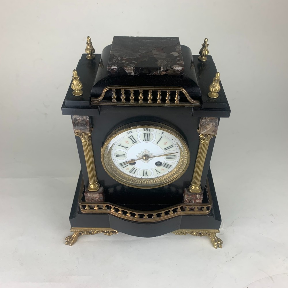 Black slate and marble mantle clock View II