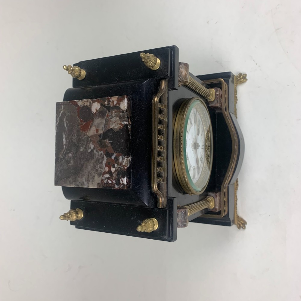 Black slate and marble mantle clock View III