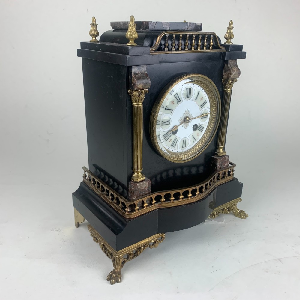 Black slate and marble mantle clock View IV