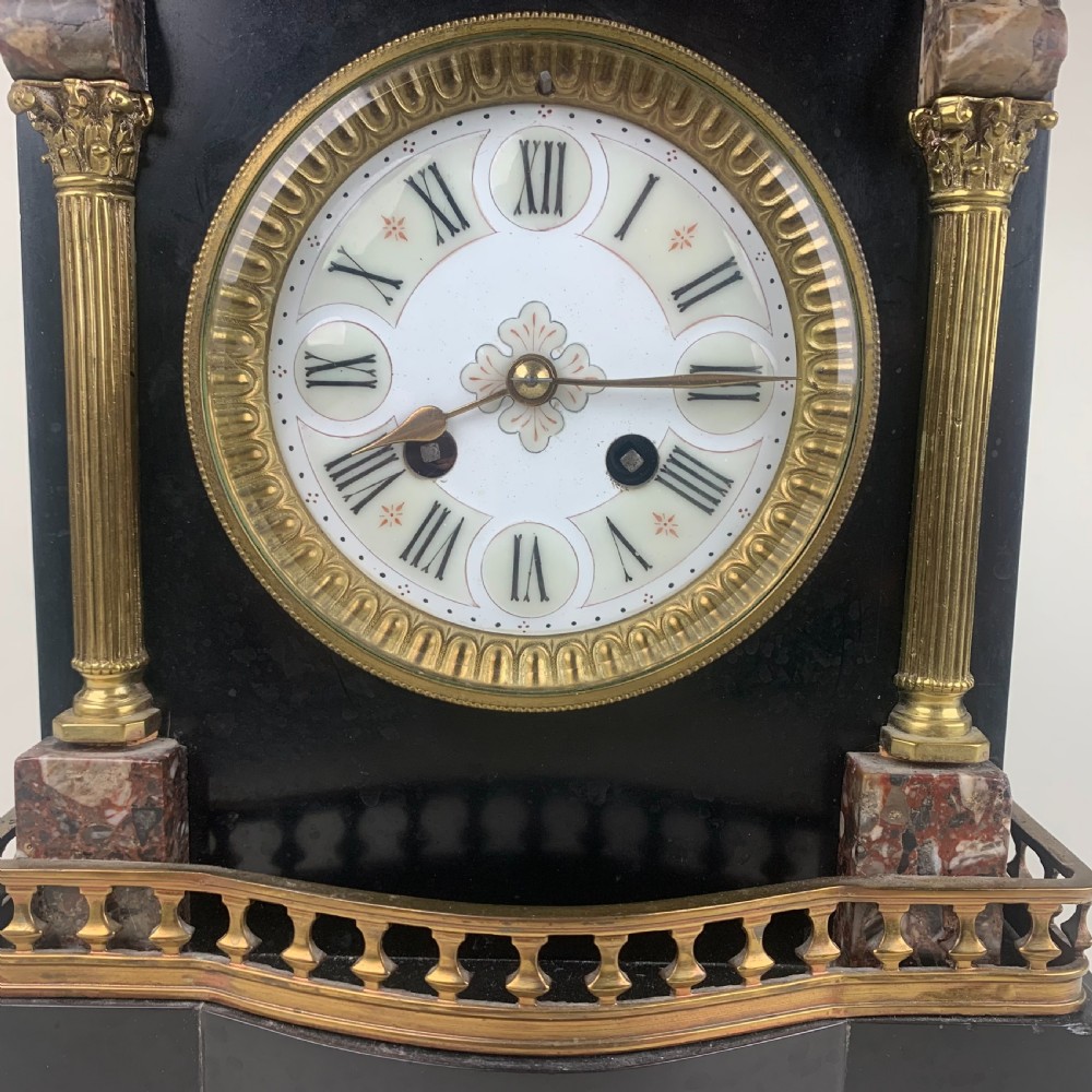 Black slate and marble mantle clock View VII