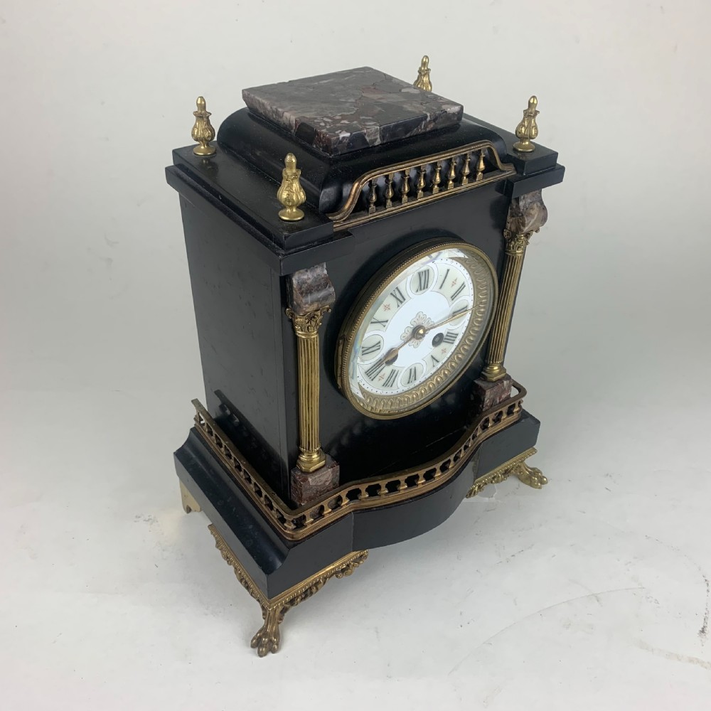 Black slate and marble mantle clock View XI