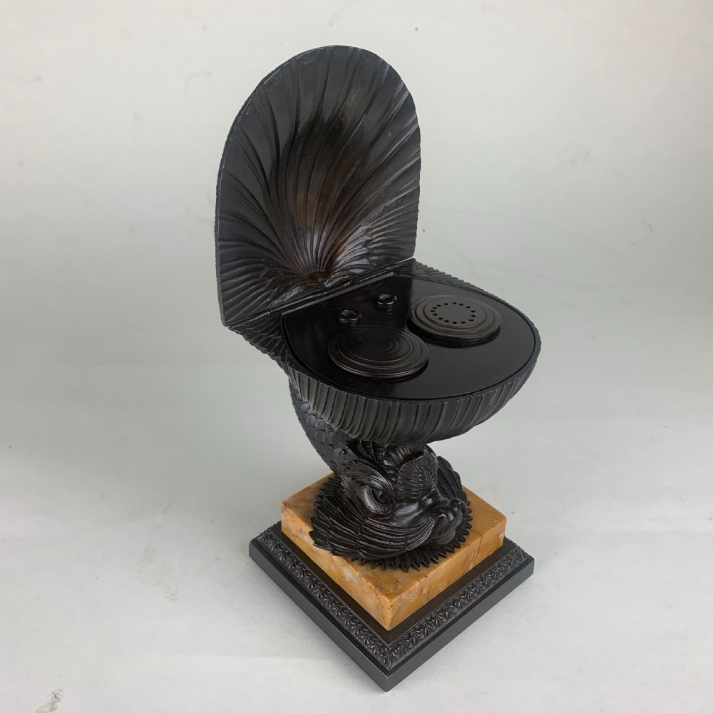 Bronze scallop shell and sea creature Desktop pastille/incense burner View V