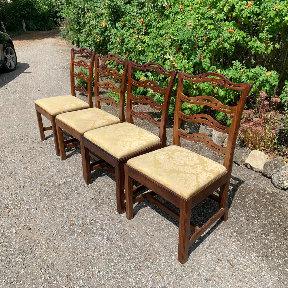 Set of eight mahogany Chippendale style ladder-back dining chairs View III