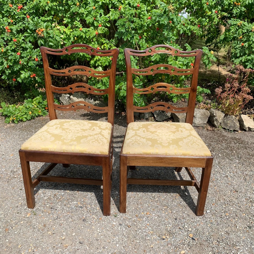 Set of eight mahogany Chippendale style ladder-back dining chairs View VIII