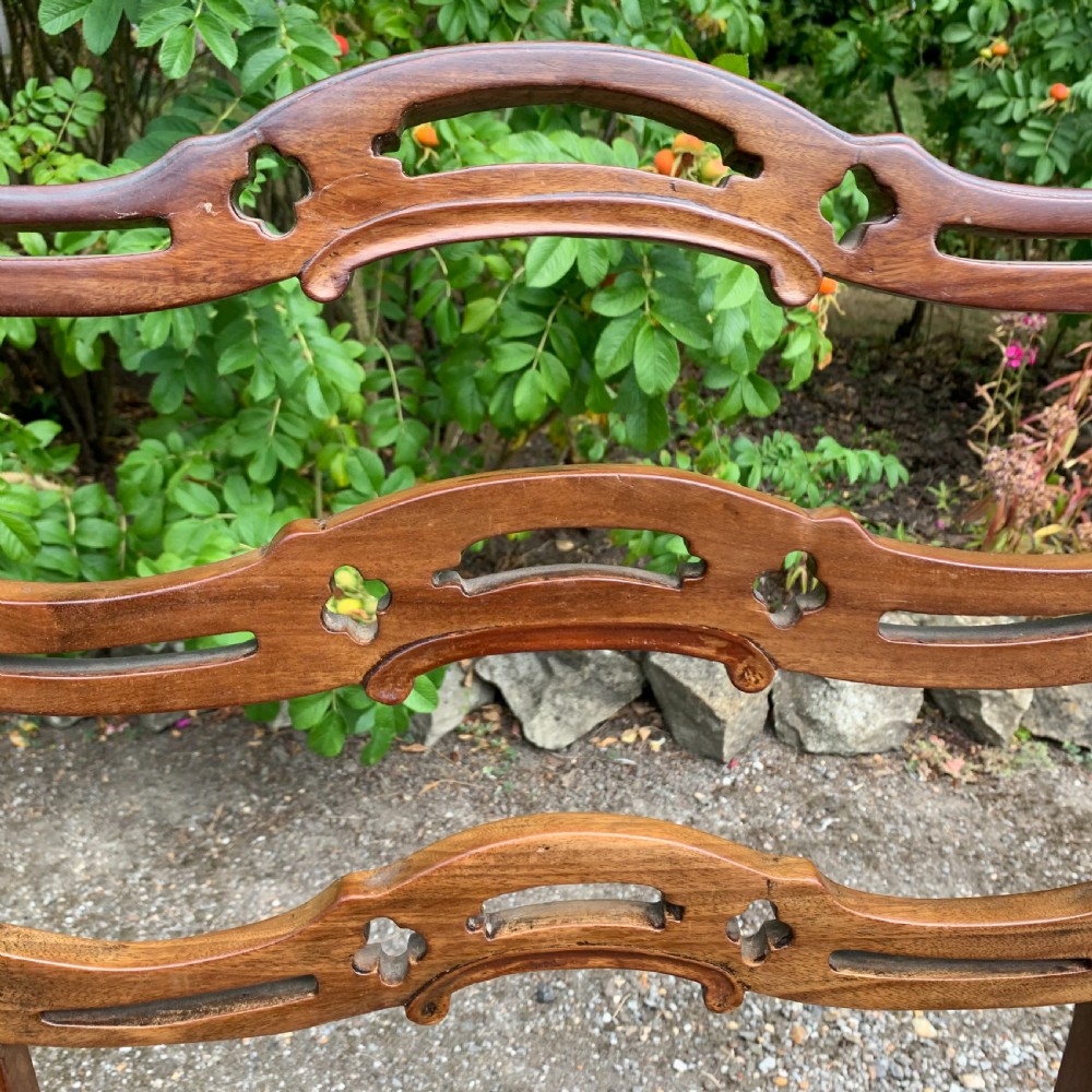 Set of eight mahogany Chippendale style ladder-back dining chairs View XV