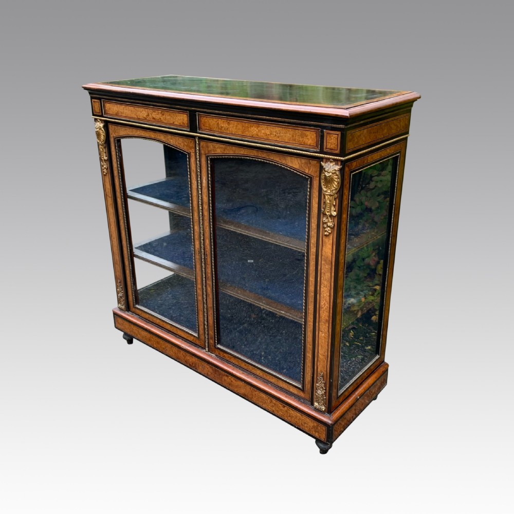 mid 19th Century burr walnut inlaid display cabinet/credenza