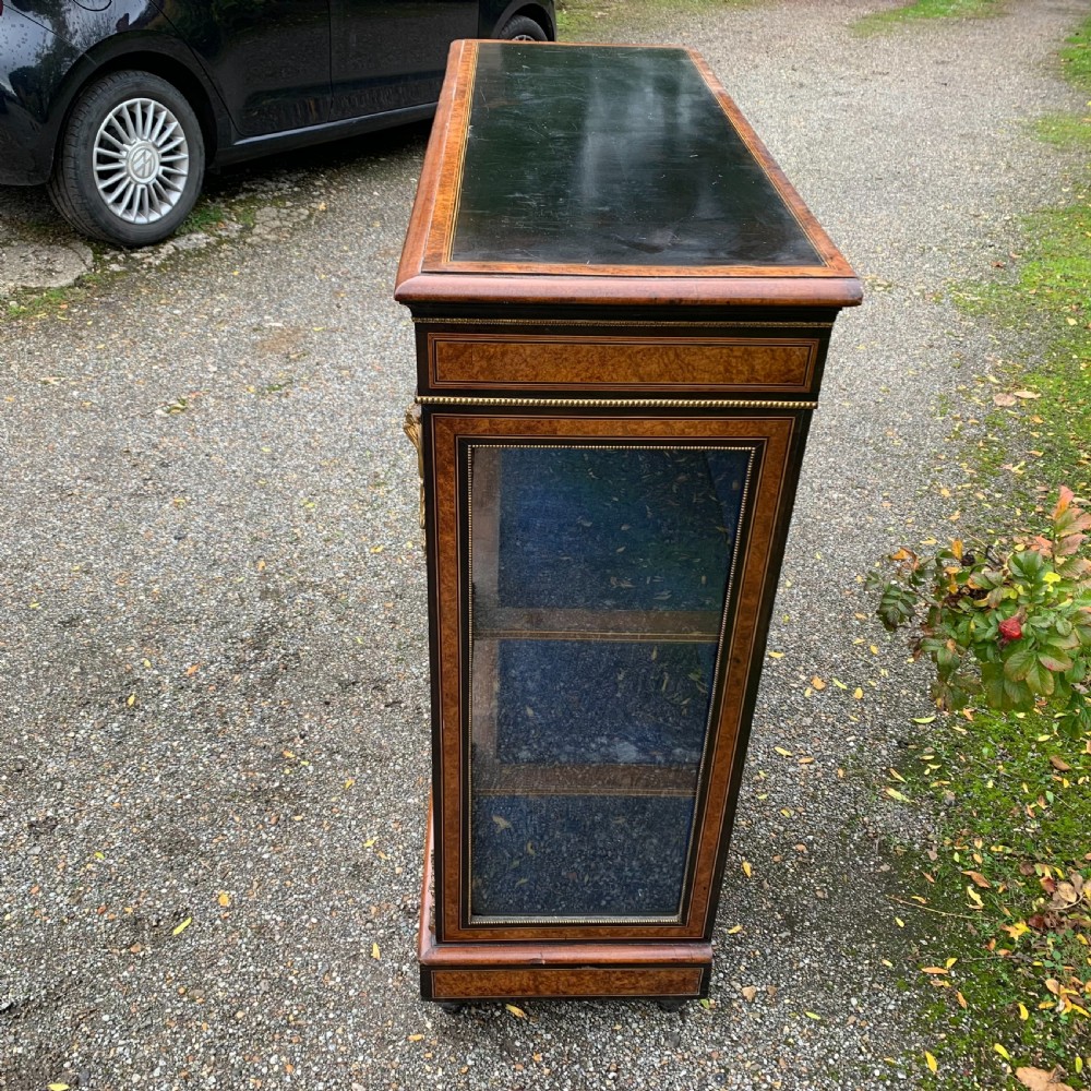 mid 19th Century burr walnut inlaid display cabinet/credenza View IV