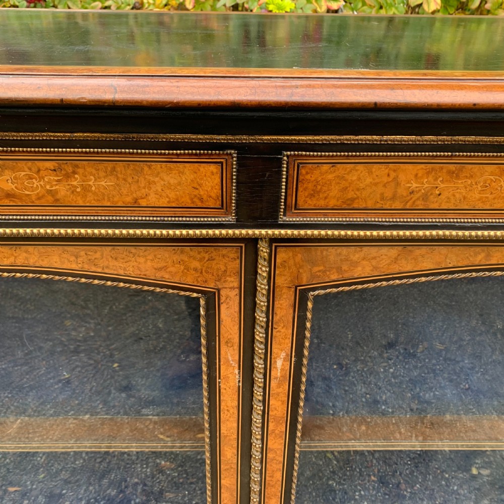 mid 19th Century burr walnut inlaid display cabinet/credenza View V