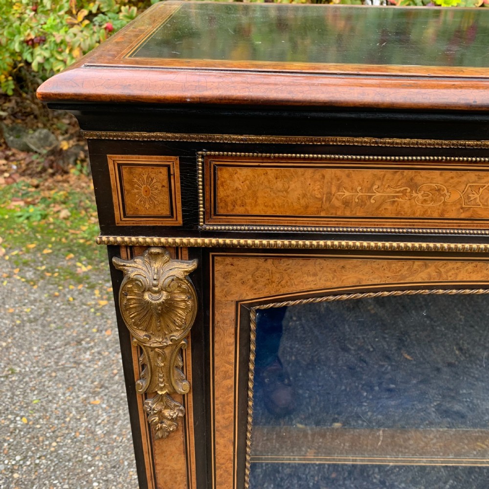 mid 19th Century burr walnut inlaid display cabinet/credenza View VI