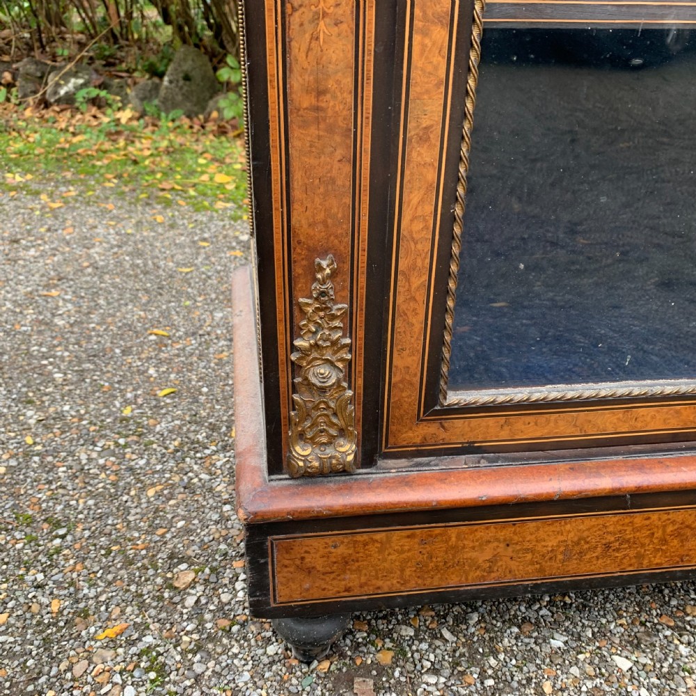 mid 19th Century burr walnut inlaid display cabinet/credenza View IX