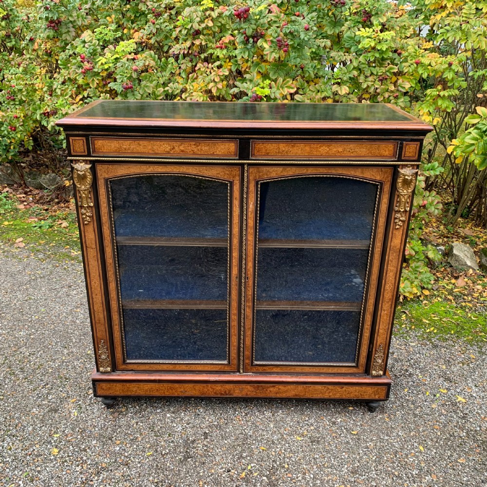 mid 19th Century burr walnut inlaid display cabinet/credenza View X