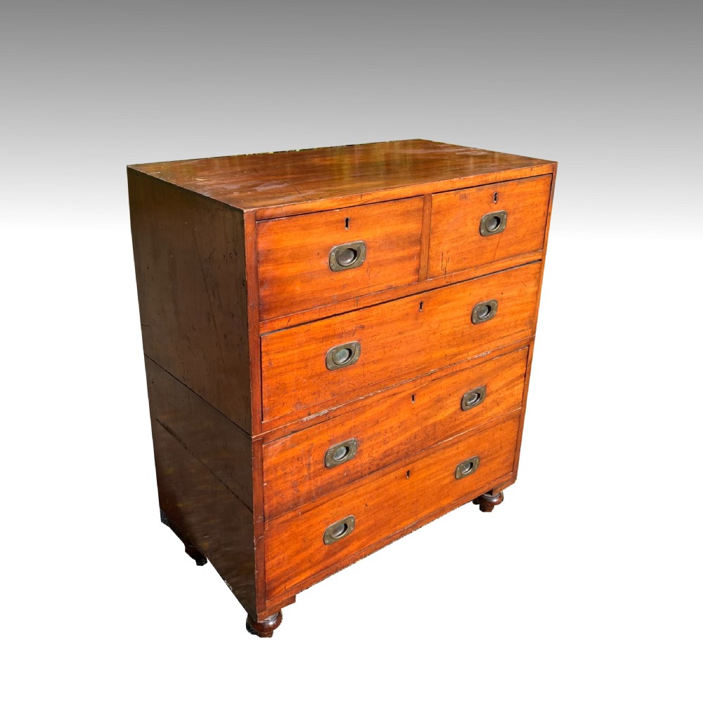 Small Teak Military Campaign Chest of drawers