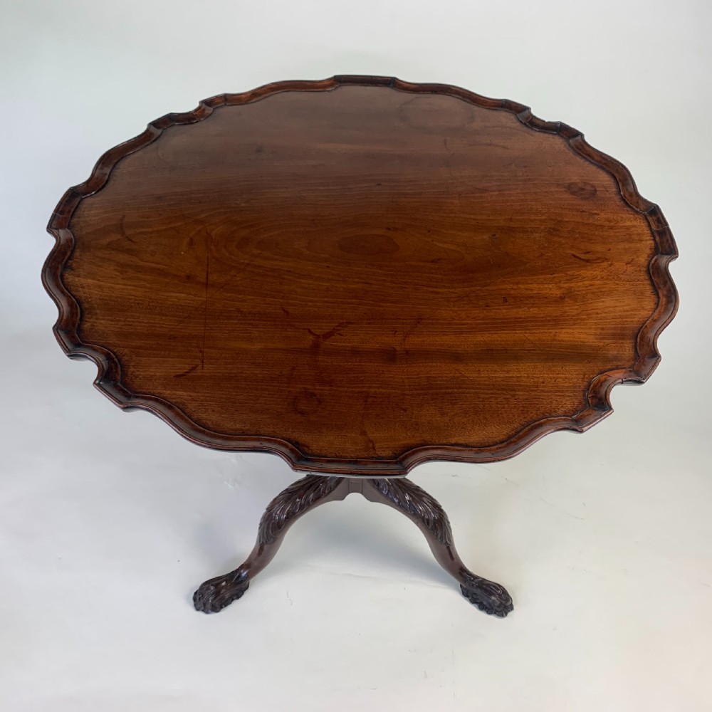 Georgian mahogany carved tripod table with piecrust top View III