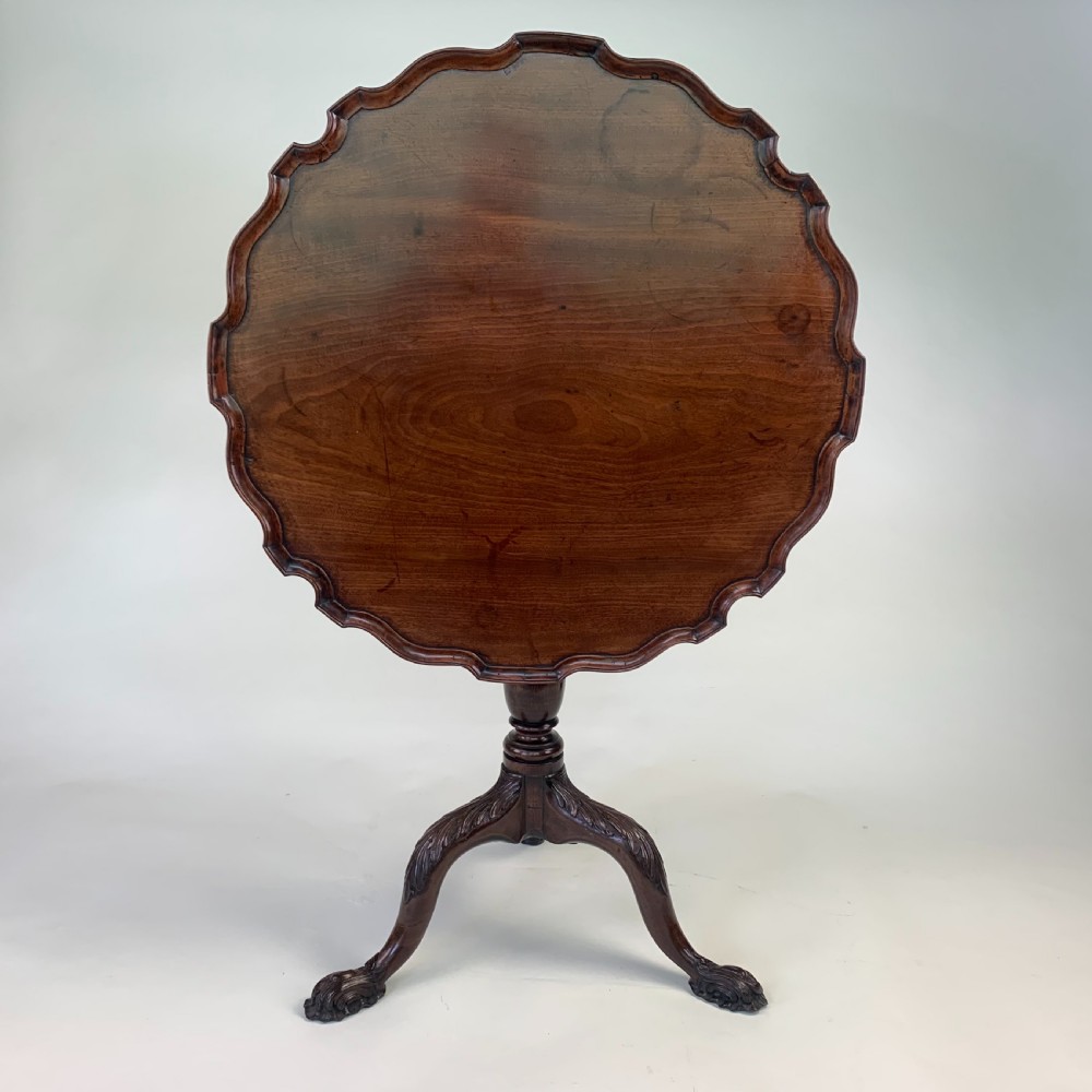 Georgian mahogany carved tripod table with piecrust top View IV