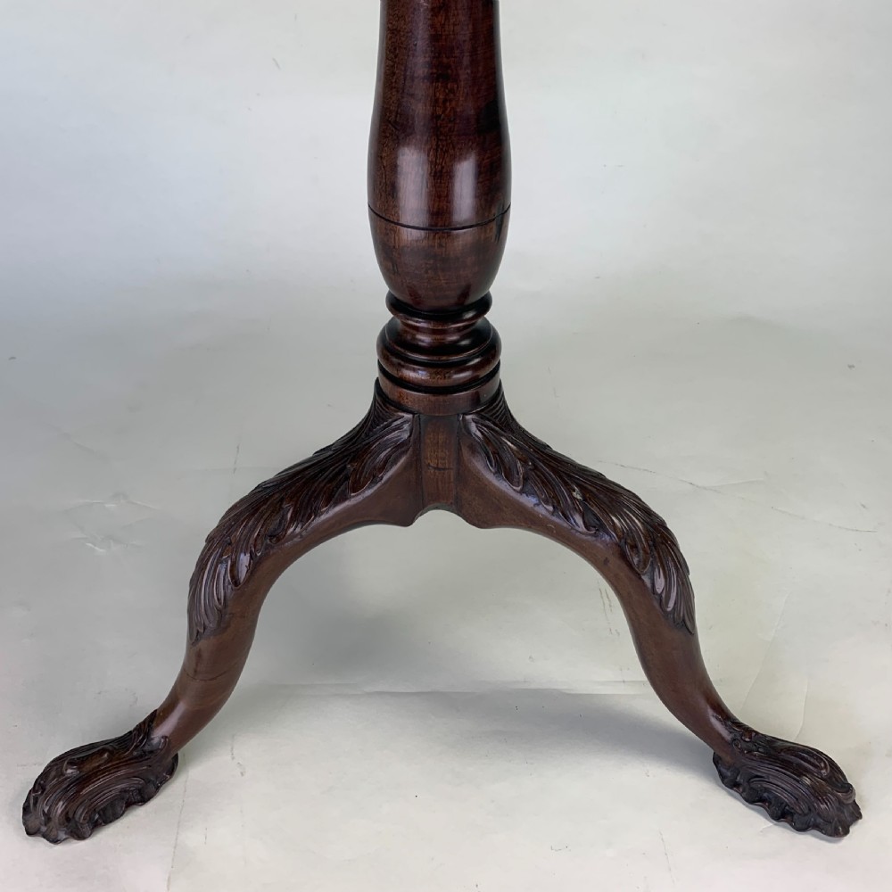Georgian mahogany carved tripod table with piecrust top View V