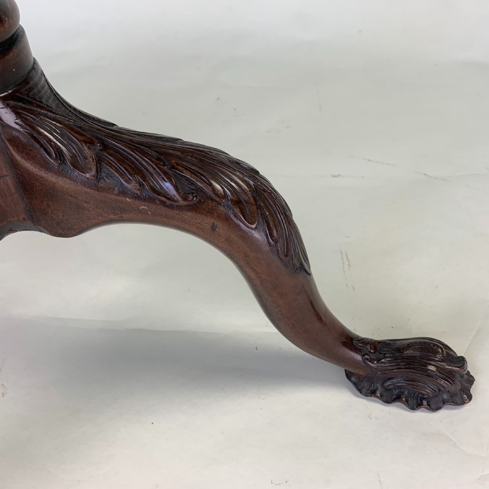Georgian mahogany carved tripod table with piecrust top View VI
