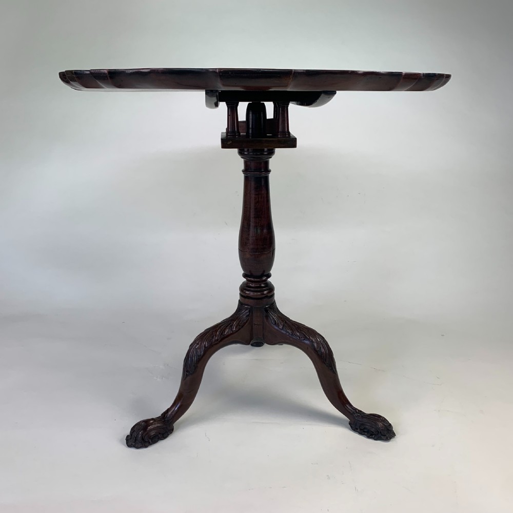 Georgian mahogany carved tripod table with piecrust top View VII