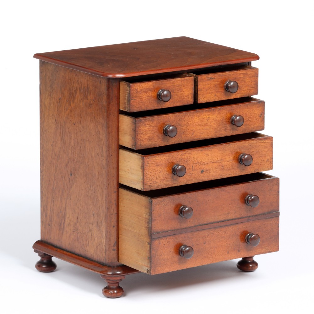 Georgian miniature mahogany chest of drawers View III