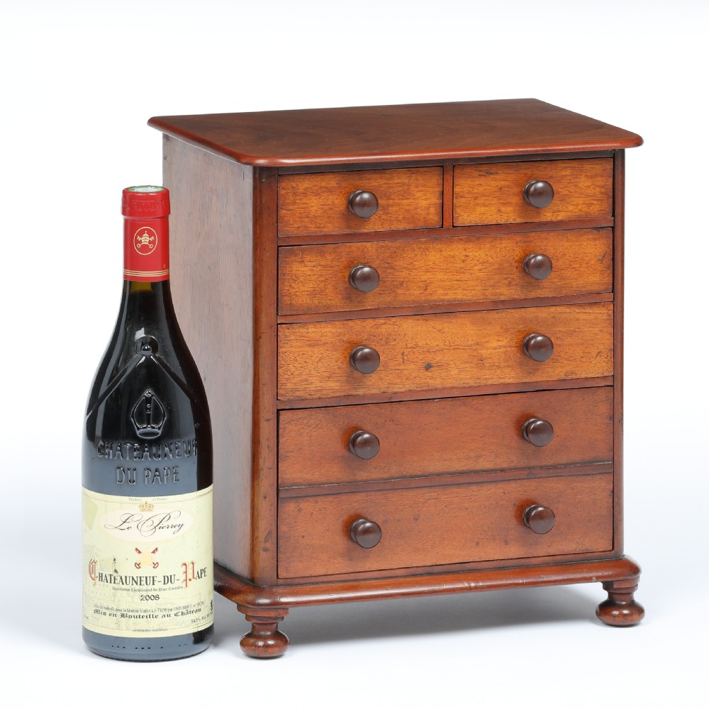 Georgian miniature mahogany chest of drawers View VI