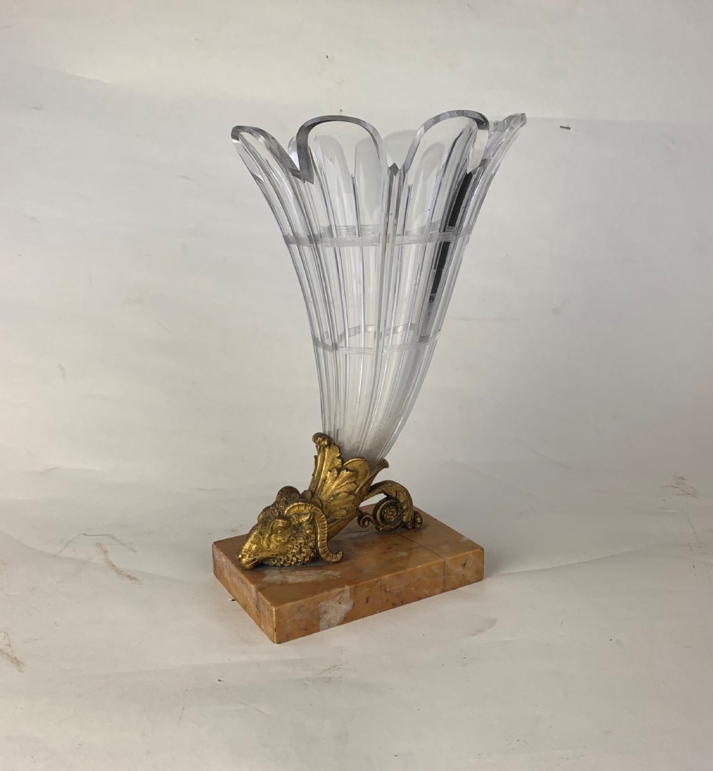 Cut glass and ormolu horn shaped vase,