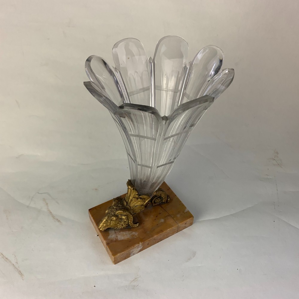 Cut glass and ormolu horn shaped vase, View II