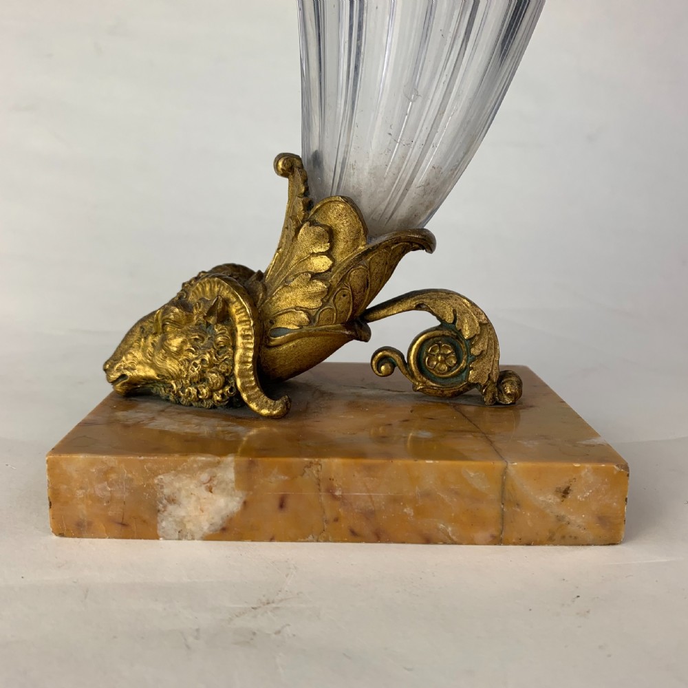 Cut glass and ormolu horn shaped vase, View III
