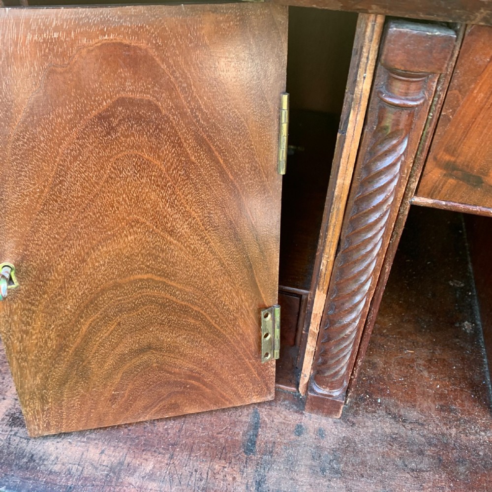 Georgian mahogany bureau with ogee feet View IX