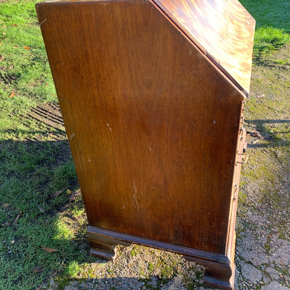 Georgian mahogany bureau with ogee feet View XI
