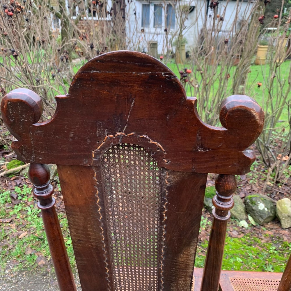 Pair of mid 19th century Carolean style high back walnut chairs View VI