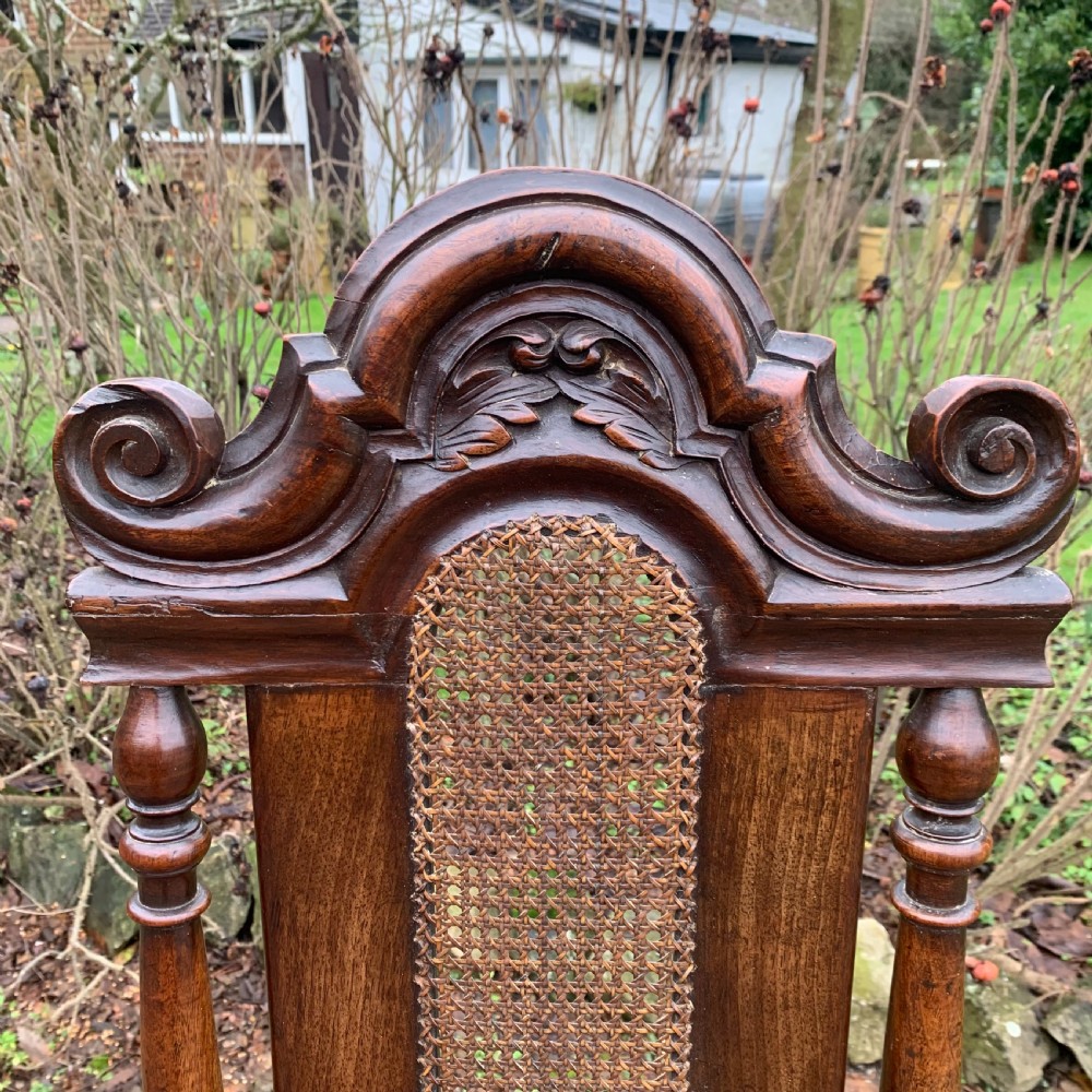 Pair of mid 19th century Carolean style high back walnut chairs View VII