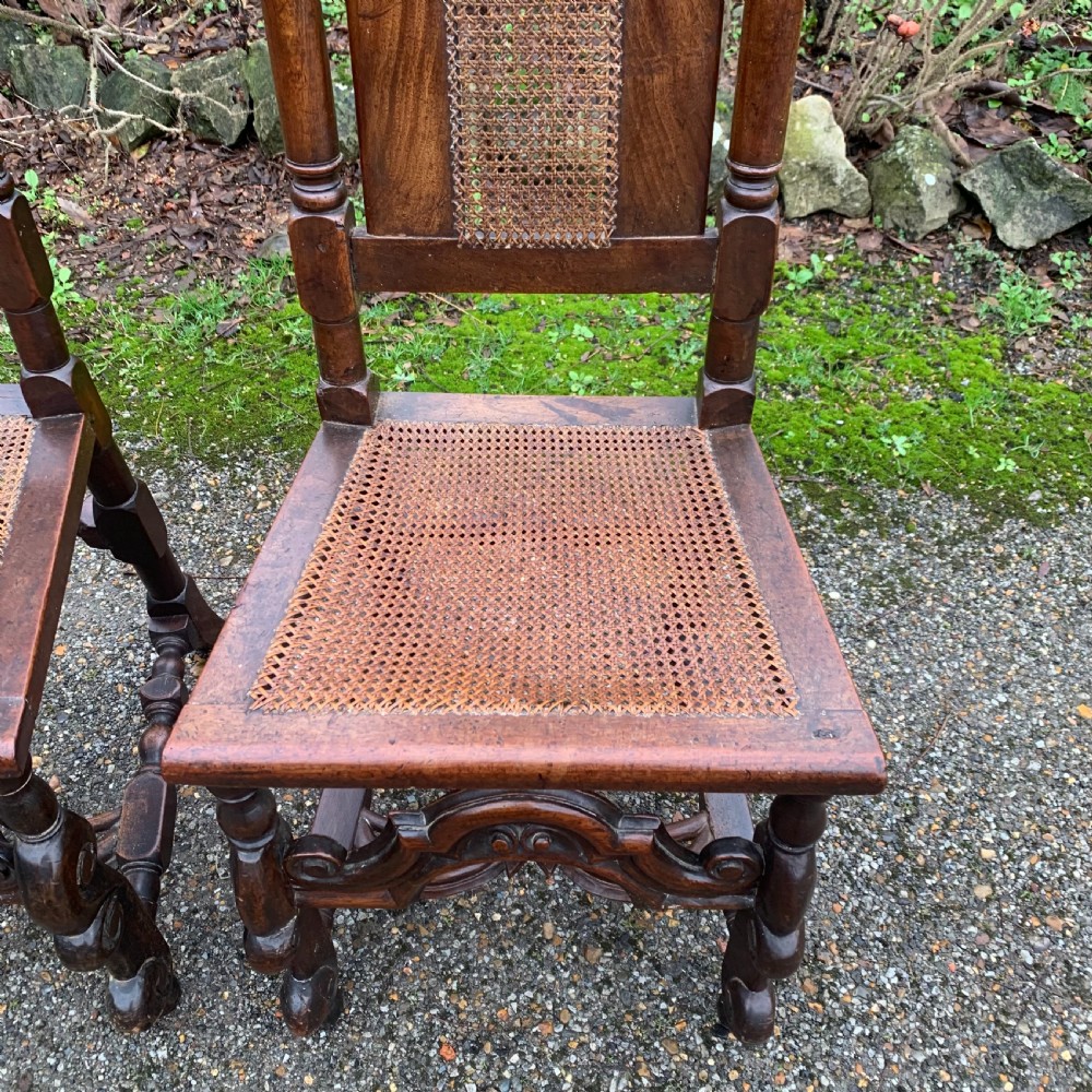 Pair of mid 19th century Carolean style high back walnut chairs View VIII