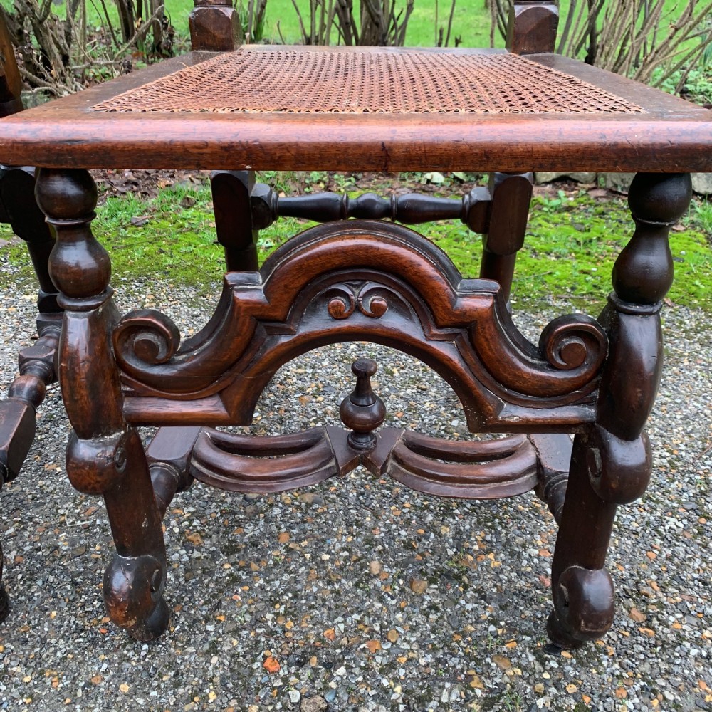 Pair of mid 19th century Carolean style high back walnut chairs View IX
