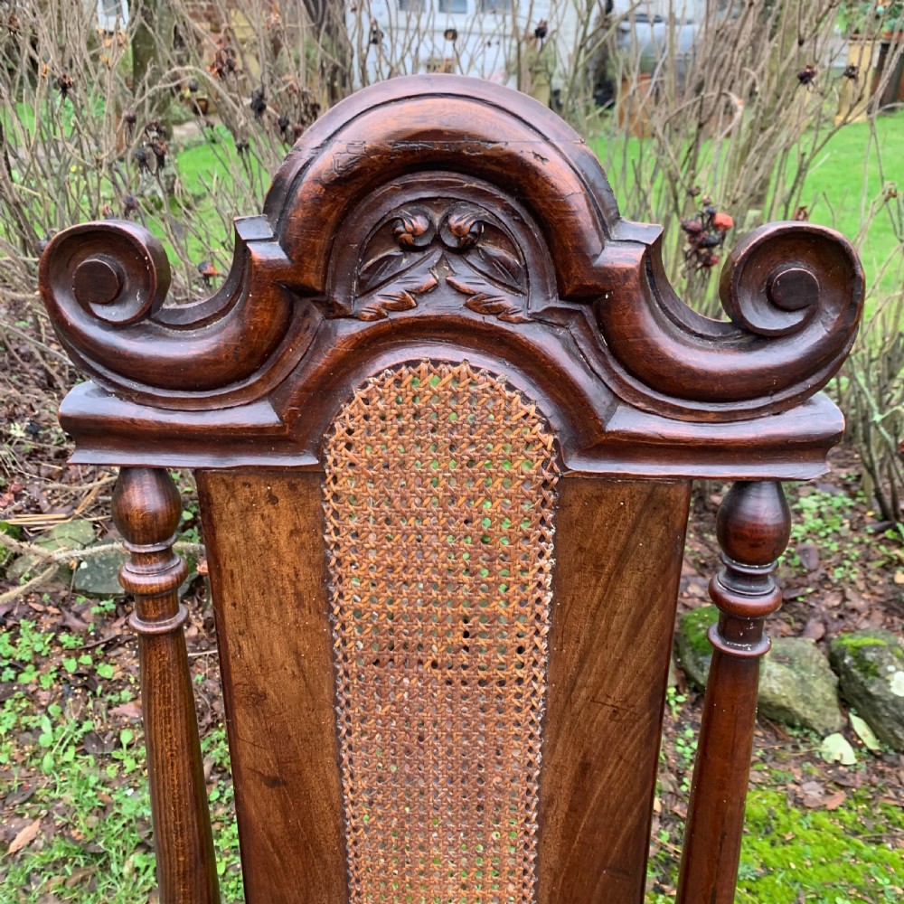 Pair of mid 19th century Carolean style high back walnut chairs View XI