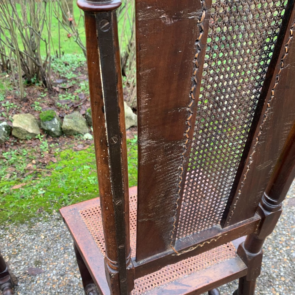 Pair of mid 19th century Carolean style high back walnut chairs View XII