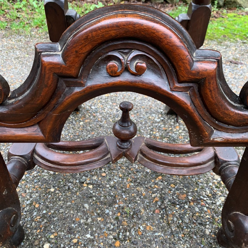 Pair of mid 19th century Carolean style high back walnut chairs View XIII