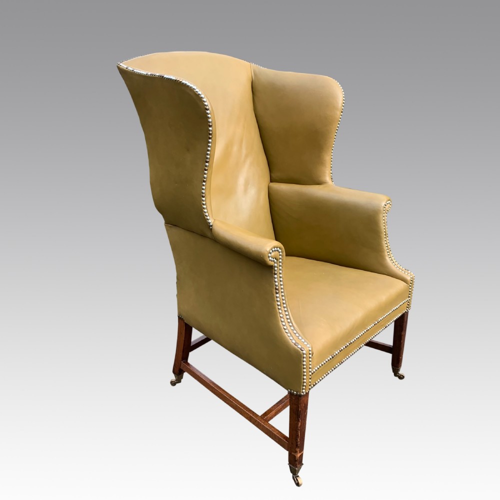 George II mahognay wing armchair in leather View IV