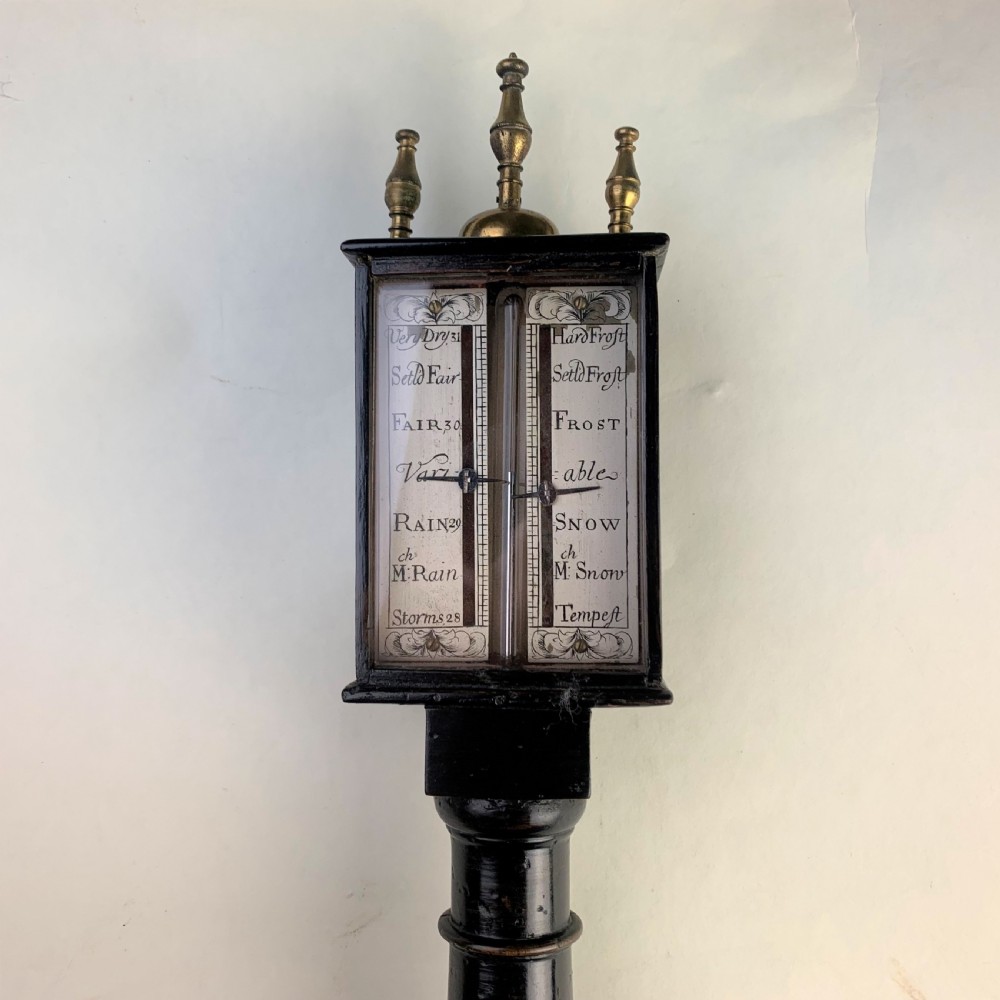 Ebonised fruitwood and brass-mounted siphon tube barometer View II