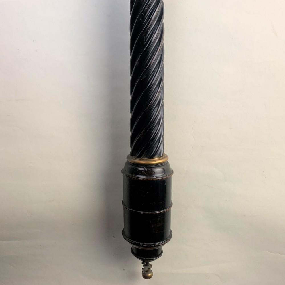 Ebonised fruitwood and brass-mounted siphon tube barometer View III