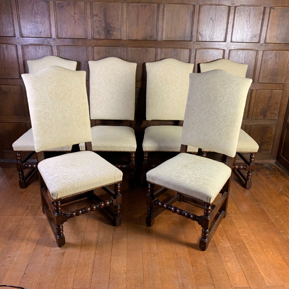 Set of six oak bobbin turned Dining chairs View II