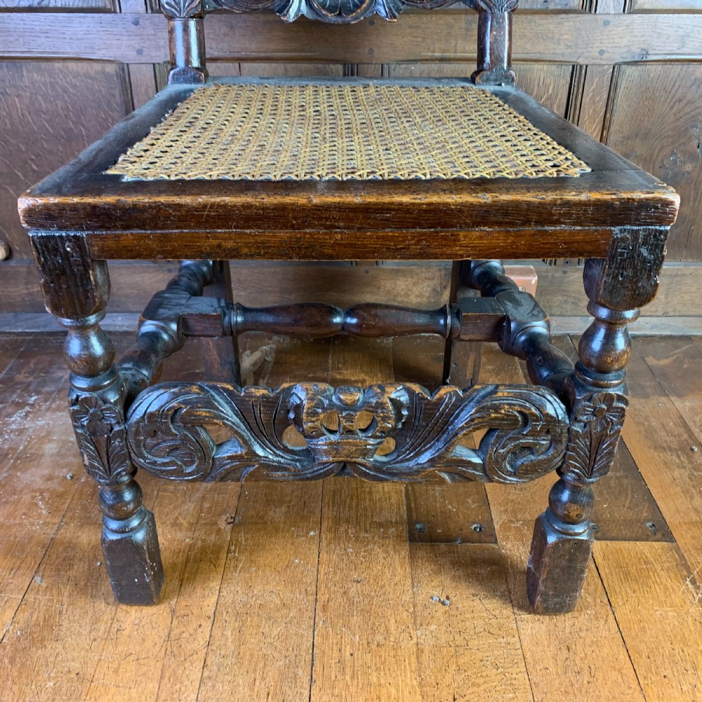 Pair of Carolean style walnut side chairs View V