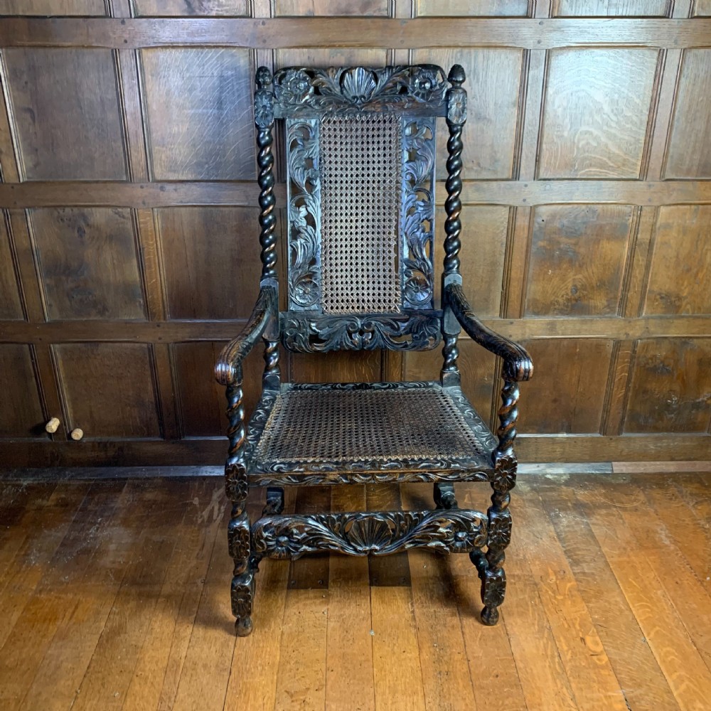 Carolean style walnut armchair