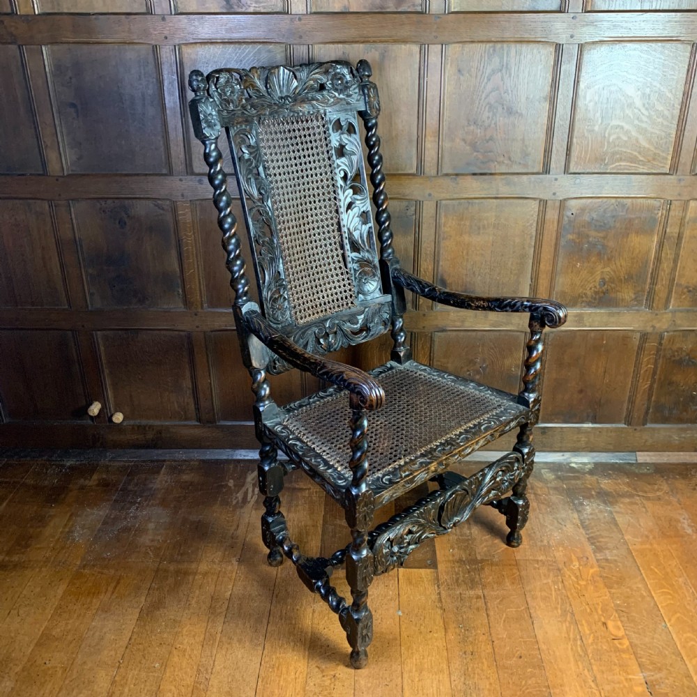Carolean style walnut armchair View II