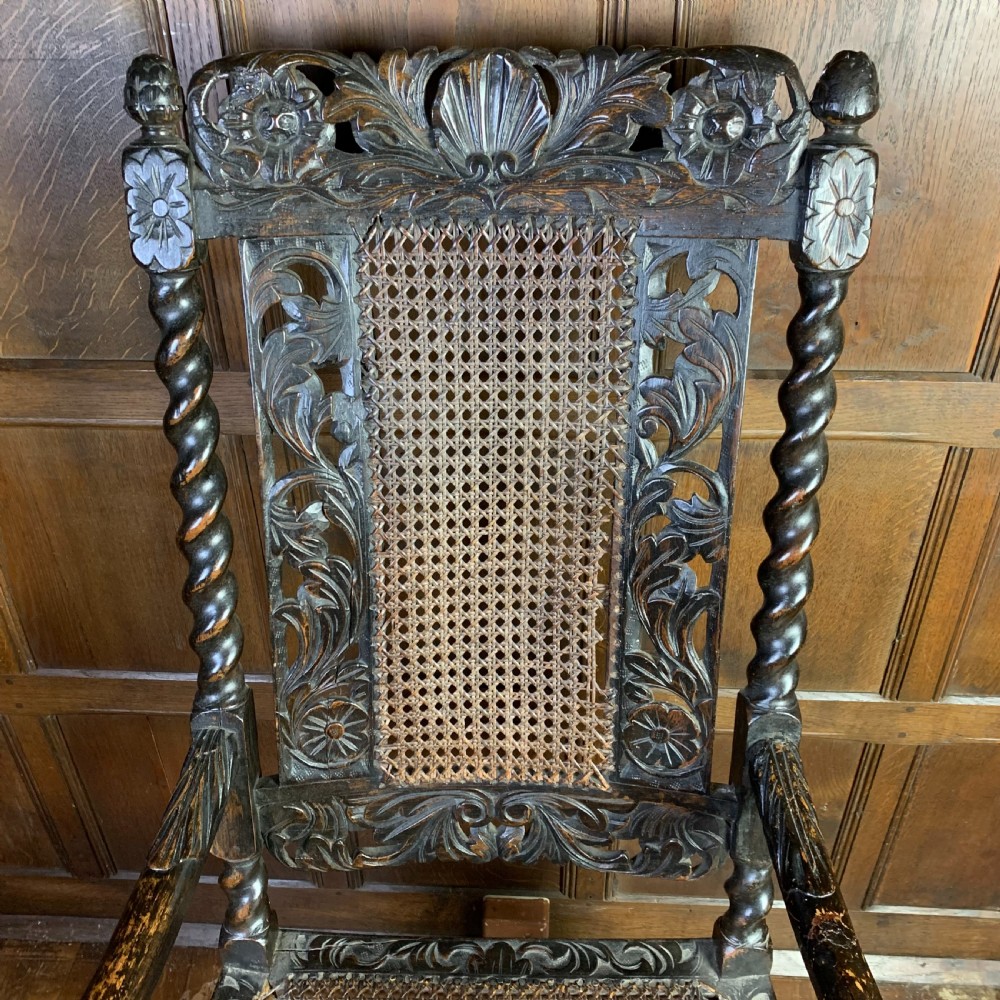 Carolean style walnut armchair View V