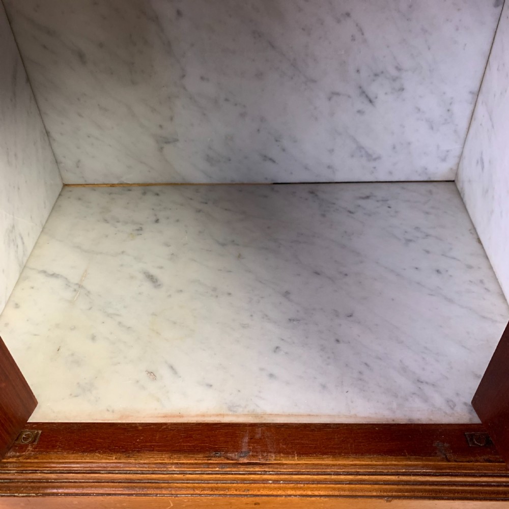 French 19th century walnut Bedside Cabinet/Table lined in marble View II