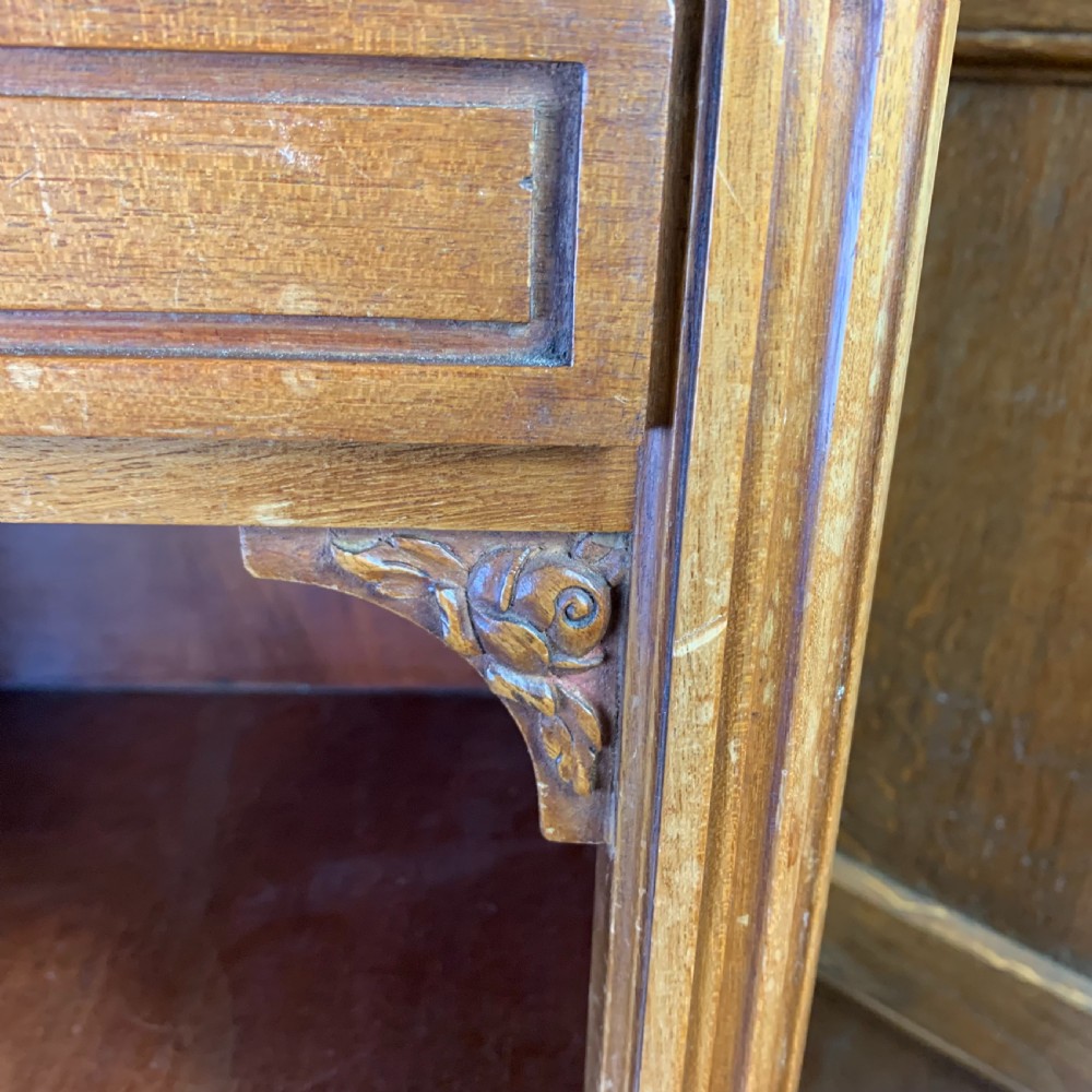 French 19th century walnut Bedside Cabinet/Table lined in marble View VII