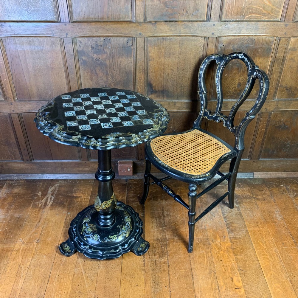 19th century Papier Mache circular Occasional Table View II
